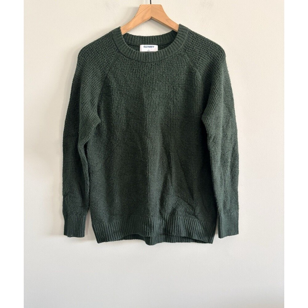 Old Navy Waffle Knit Green Sweater Sosoft Pullover Womens Size Small